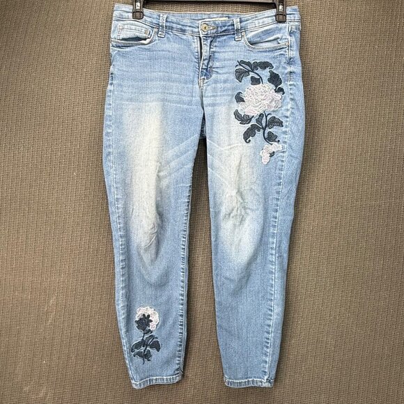 Vintage America Blues Womens Size 8/29 Blue Floral Embroidered Jeans Light Wash - Picture 1 of 11